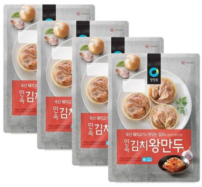 청정원 민속 김치왕만두, 단일옵션, 4개, 770g