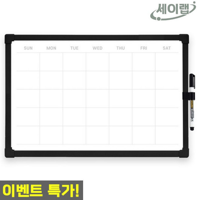 세이랩 두문 탁상용 스케줄보드 30x20cm 블랙프레임 자석 미니 화이트보드