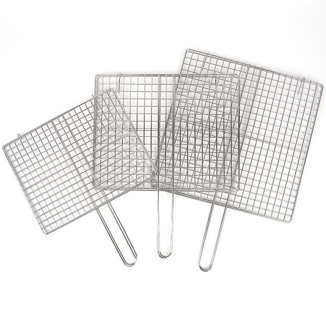 구이용 양면 손잡이 석쇠 그릴 꼬치 생선 토마호크 불판 바베큐 꼬치구이 화로구이 캠핑 야외용 양꼬치 그릴망 닭꼬치 삼겹살, 1개