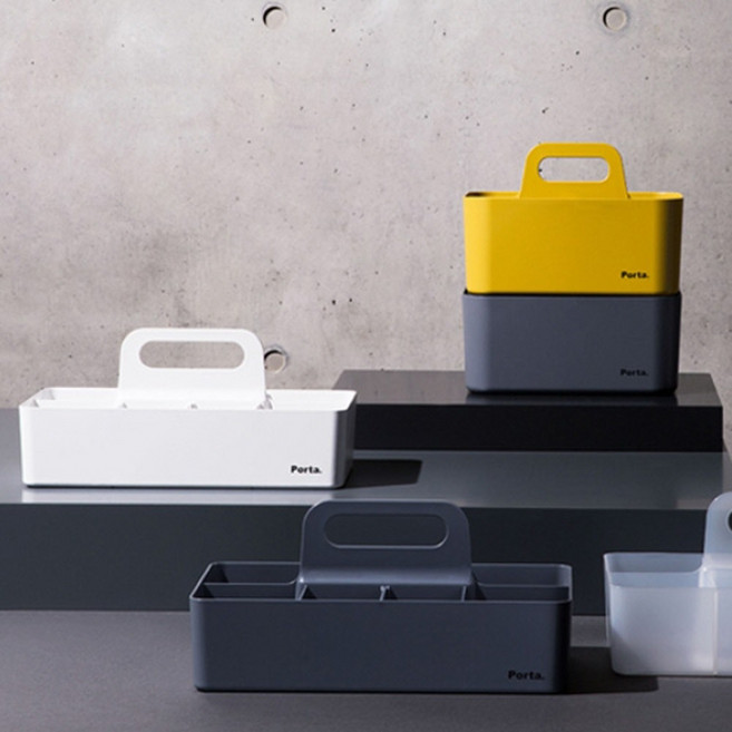 마켓주하 적층형 손잡이 수납함 칸막이정리함, 일반-그레이