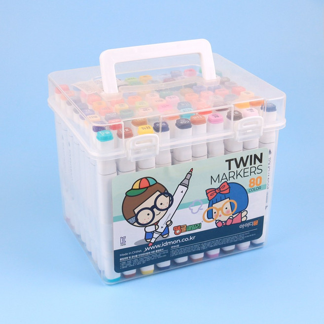 [아이디몬] KC인증 트윈 마커펜 세트 유성 마카펜 양면 듀얼 스케치 만화 그리기 드로잉 POP, 80색