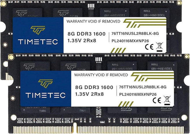 Timetec 32GB KIT(4x8GB) DDR3L / DDR3 1600MHz (DDR3L-1600) PC3L-12800 / PC3-12800 Non-ECC 언버퍼드 1.35, 16GB KIT(2x8GB) Black
