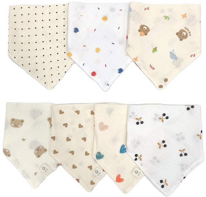 럭셔리베이비 4중 요루거즈 스카프빕 7종세트 유아동 여성 목수건