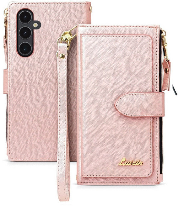 갤럭시 S25 시리즈 S25 / S25플러스 / S25울트라 - 엘원 지퍼1칸 + 카드7칸 + 지폐2칸 다이어리 케이스 + 손목스트랩