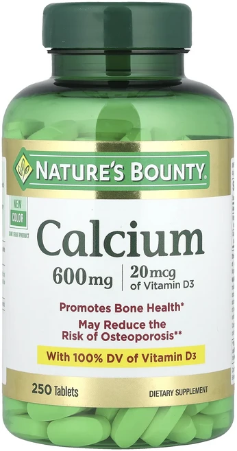 Nature's Bounty 칼슘 600 비타민 D3 포함 250정 알약, NaturesBounty칼슘600비타민D3포함250정알, 1개 - 쿠팡