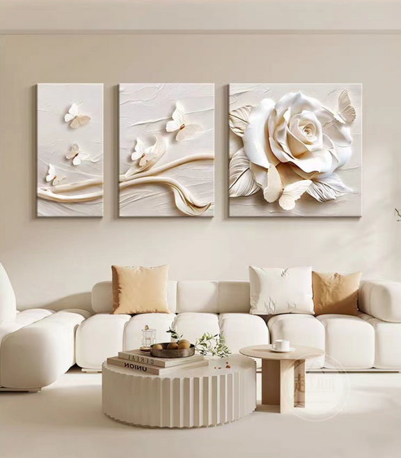 아르테리에 유화 그림액자 거실 인테리어 그림 3종 세트, 꽃 나비 춤