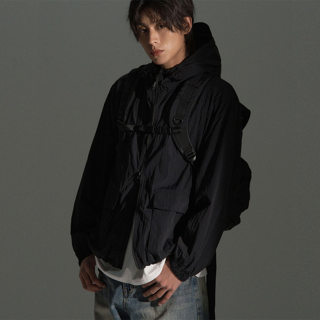 아테즈 남성용 라이트웨이트 경량 오버핏 후드 바람막이 집업 점퍼 자켓 윈드브레이커