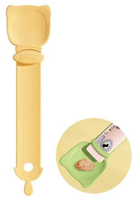 고양이 츄르 숟가락 냥이 식품등급소재 3색택1, 노랑, 1개