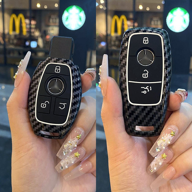 트루파츠 벤츠 공용 스마트 키케이스 키커버 키홀더-카본수전사, 벤츠 공용 키커버 수전사 B타입, 추가안함