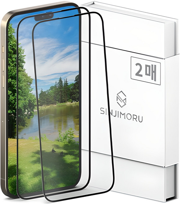 신지모루 풀커버 하이브리드 강화유리 휴대폰 액정보호필름 2매입, 1세트