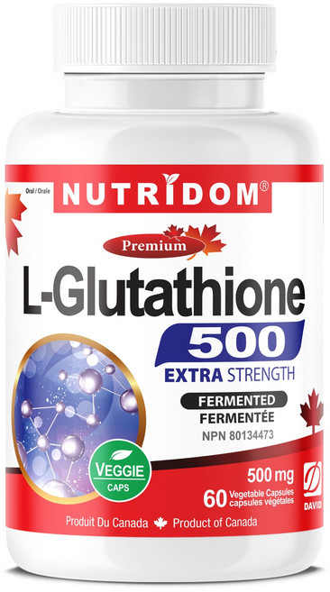 뉴트리돔 캐나다 L-글루타치온 500mg EXTRA STRENGTH 60베지캡슐 아미노산 보충 피부영양제 순수 효모추출물, 1개, 60정