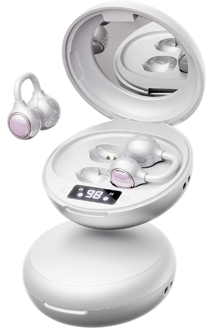 SOULBOOM 오픈형 클립형 불루투스 이어폰 고음질 메이크업 거울 무선 이어폰 V6.0 편안 착용 c타입, 화이트, M156