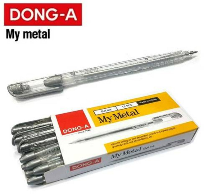 동아연필 마이메탈 은펜(12자루)-가죽공예 어두운원단 재단용 공예용 실버, 은색(12자루/1타), 1통