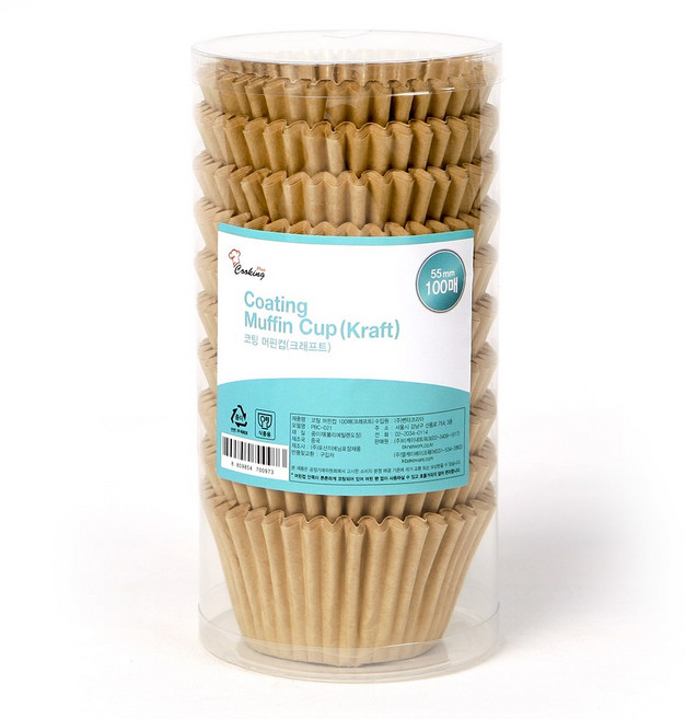 쿠킹플러스 코팅 머핀컵 100p, 크래프트, 1개