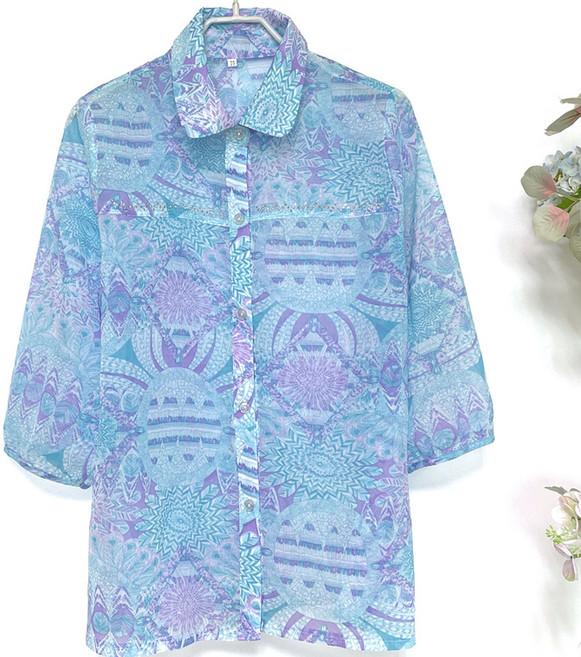 국내생산 국민할매 할머니옷 엄마옷 미라클 쉬폰 7부 블라우스[RB-S01] 어르신옷 여름남방 요양원옷