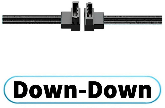 Sata 3.0 데이터 케이블 SATA III SATA 3 케이블 오른쪽 왼쪽 위 아래 각도 90도 10-100cm 6GB 검정색 팔꿈, 03 DOWN-DOWN, 04 50cm, 1개