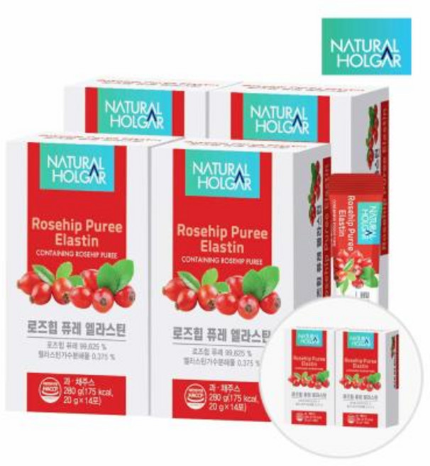 로즈힙 퓨레 엘라스틴 스틱 4박스 / 8주분 + 2박스 총12주분, 280g