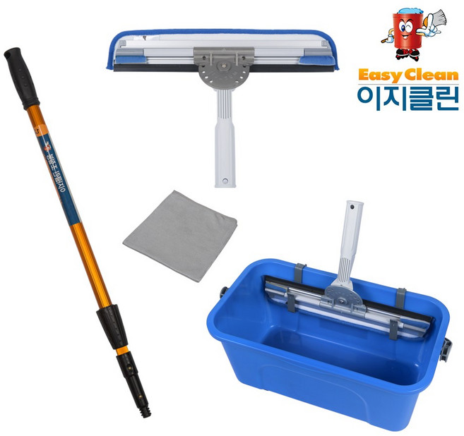 호주 웨그테일 하이플라이어 아파트창문청소 이지클린 실속세트 유리창닦이, 12리터 물통 122센티 조절봉, 1세트