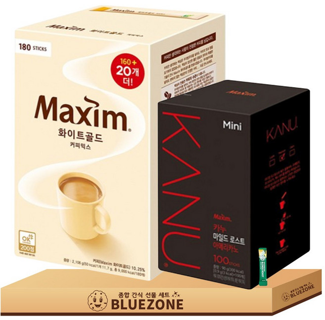 맥심 화이트 골드 180티+카누 미니 마일드 로스트 아메리카노 100티, 2.106kg, 2개입, 1개