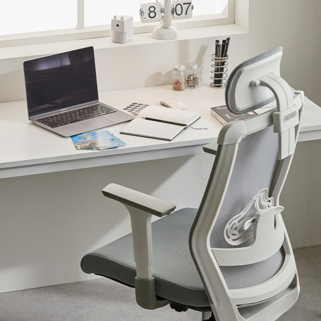 (10만원즉시할인) 홈리 노트르 베이직 메쉬 틸팅 학생 공부 사무용 사무실 컴퓨터 책상 의자, 노트르 베이직_화이트 (MC00002)