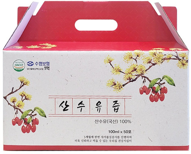 웰빙건강마을 전남구례 국내산 산수유즙 100ml, 50개