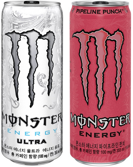 몬스터 에너지 355ml 울트라x12캔+파이프라인 펀치x12캔, 1세트