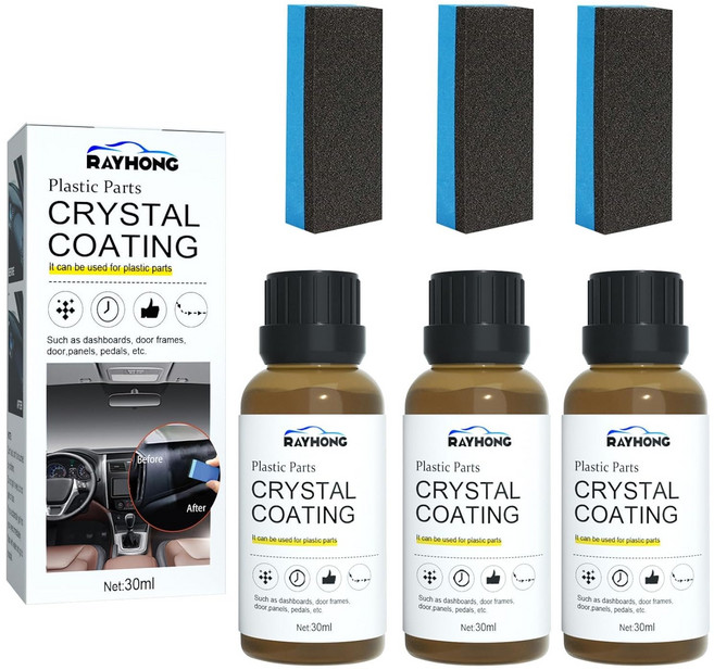 Rayhong 크리스탈 코팅 자동차 플라스틱 복원제 30ml, 3개