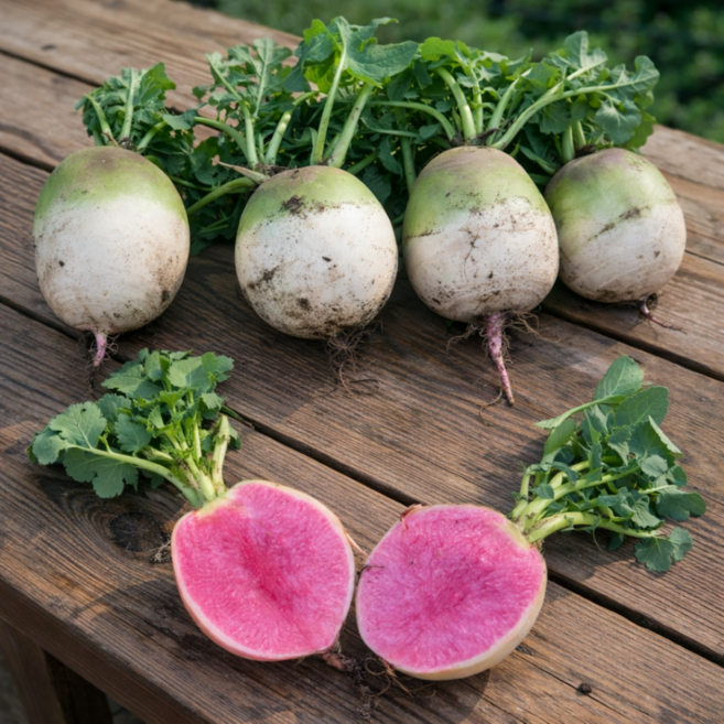 [채소밭식탁] 달고 아삭한 국산 햇 수박무 과일무 청피홍심무, 1박스, 5kg