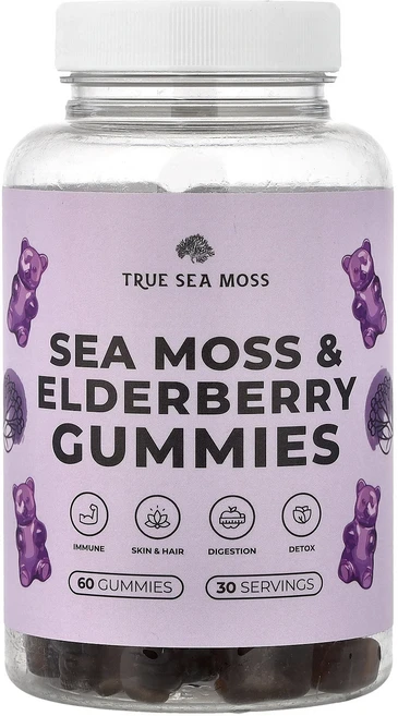 몸관리하세요 겨울입니다 True Sea Moss 바다 이끼 & 엘더베리 구미젤리 구미젤리 60개 특별관리진행, TrueSeaMoss바다이끼엘더베리구미젤리구미젤리60개 - 쿠팡