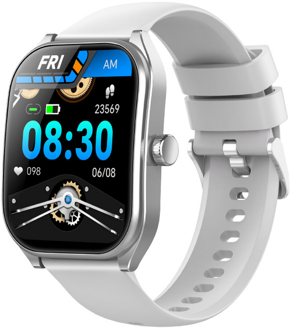 Aolon Curve 스마트 워치 2.01 인치 IPS 대형 디스플레이 한국어 버전 스마트 피트니스 팔찌 방수 활동 추적 시계 여러 스포츠 모드 지원 블랙 블루투스, 5.105cm, 실버