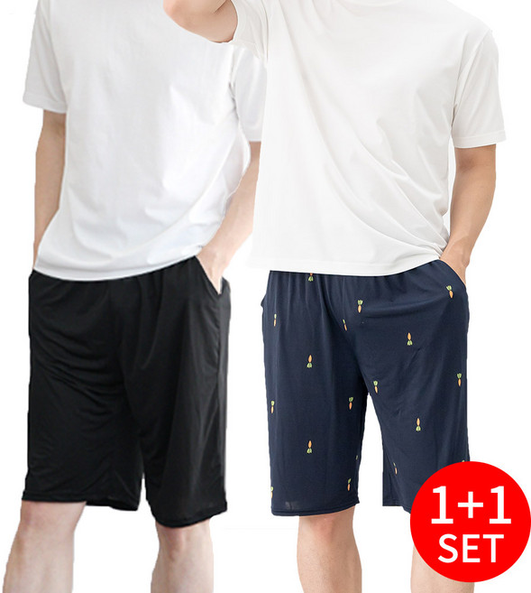 남성 여름 쿨 아이스 반바지 빅사이즈 잠옷팬츠 1+1 세트
