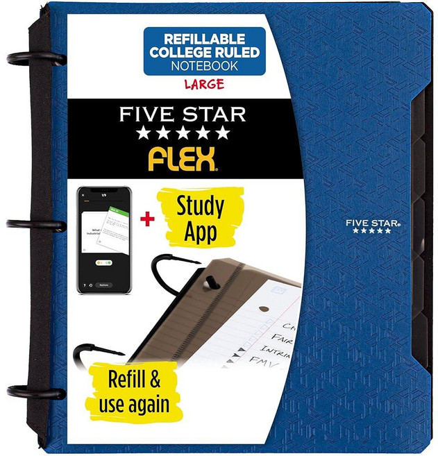 Five Star 플렉스 하이브리드 노트바인더 2.5cm (1 인치) 바인더 노트북 및 올인원 바인더 레드 (29328AB2), 8 1/2 x 11인치, 블루