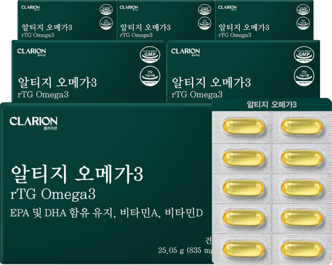 클라리온 rTG 알티지 오메가3 30캡슐 6박스, 6개, 30회분