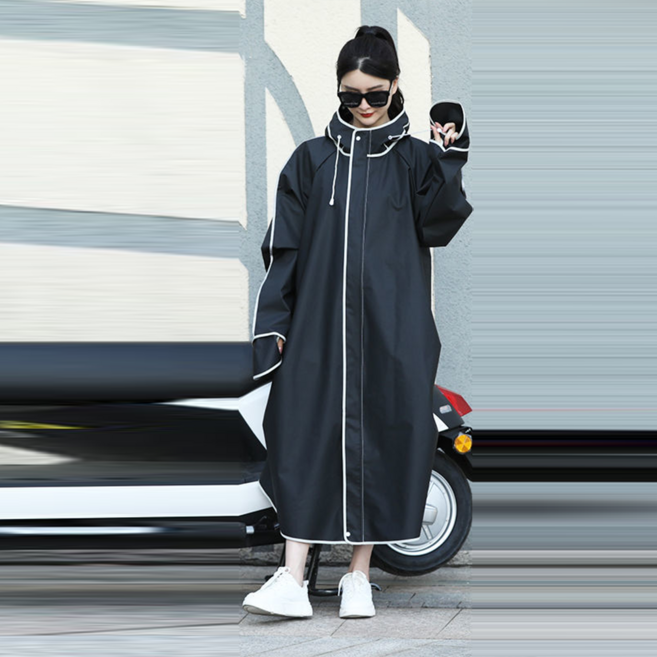 besteffie 여성용 빅사이즈 오버핏 방수 롱 우비 후드 일체형 생활방수 고급 K89