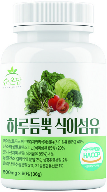 순온담 하루듬뿍 차전자피 식이섬유 정, 1개, 60정