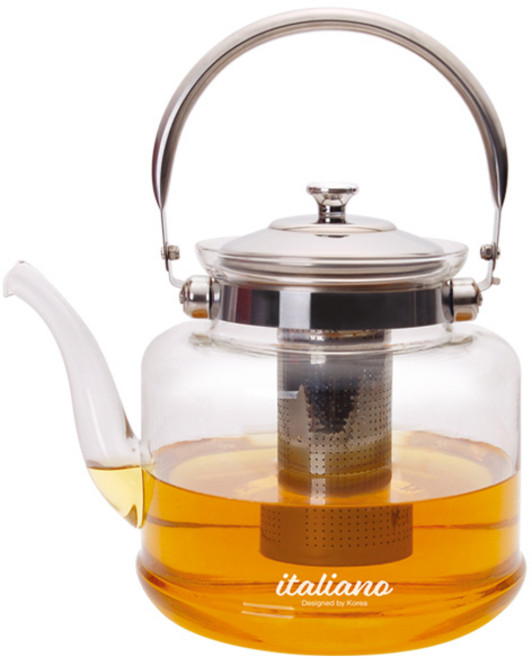 이탈리아노 커피 앤 티포트 직화 내열 유리 차망 주전자 티주전자 2.0L, 혼합색상, 2L, 1개