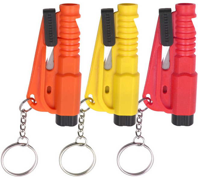 유리창깨기 자동차 안전용품 차량용망치 비상탈출 안전벨트커터, 3색3개, 1개