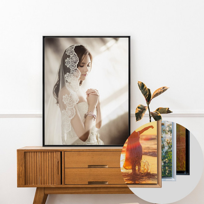 두진액자 무반사 띄움 액자 무광 뷰라섹 사진인화 포함, 1개, 블랙