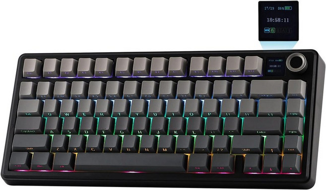 EPOAKER X Aula F75 AX 무선 기계식 키보드 TFT 화면 및 노브 75% 레이아웃의 개스킷 게이밍 핫 스왑 가능 RGB 백라이트 PCacLinux용 블루앤화이트앤퍼플, White Pink