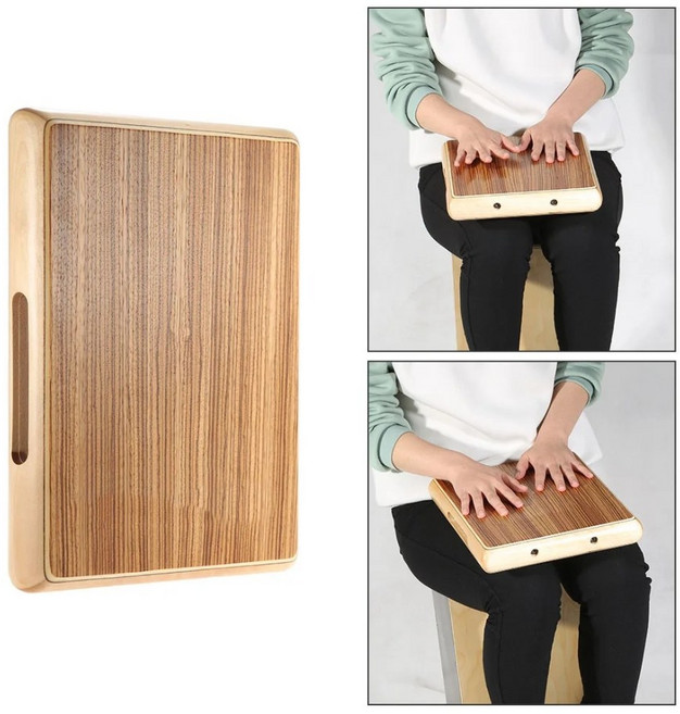 무릎카혼 카혼 퍼커션 Ammoon 여행용 케이존 박스 휴대용 드럼 플랫 핸드 목제 타악기 스트랩 캐리 백 포함, [02] Type2, 1개