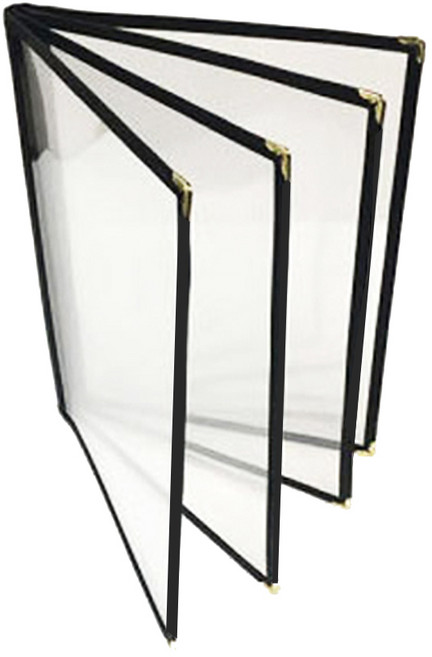 을지메뉴 고급 메뉴판 2단 3단 투명메뉴판, 1개, 투명메뉴판 블랙 8page(4장)