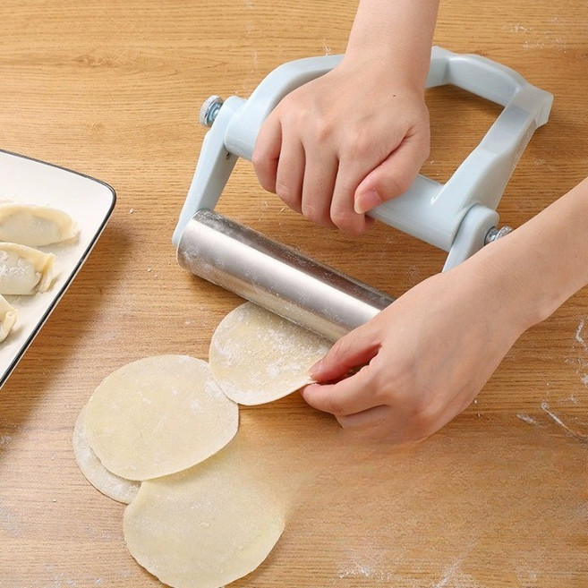 한손 손잡이 반죽밀대 스텐 만두 제빵, 1개