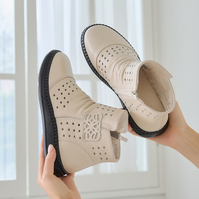 제이슈 천연소가죽 로엘 플랫 앵클부츠 3cm