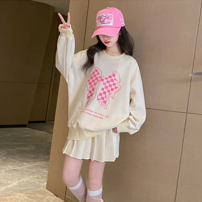 해피델리 스마일 리본 주름 치마세트