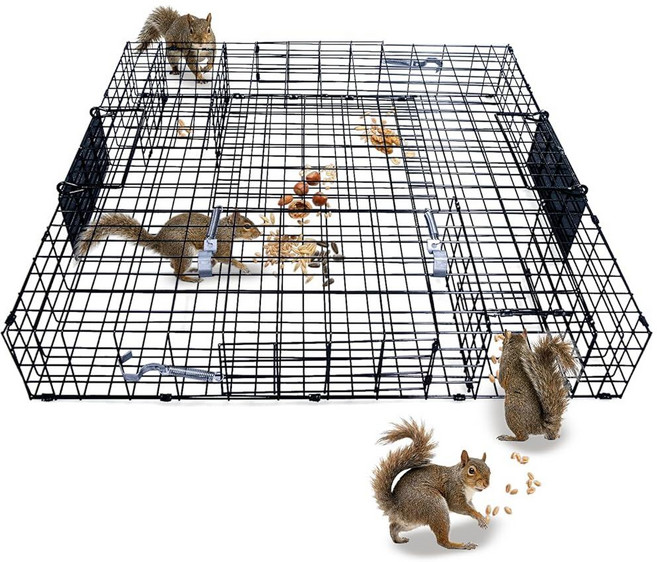Humane Live Animal Trap for Squirrels Chipmunks Mice & Rodents - 24.5" Multi-Catch Cage with Aut, Humane Live Animal Trap for Sq