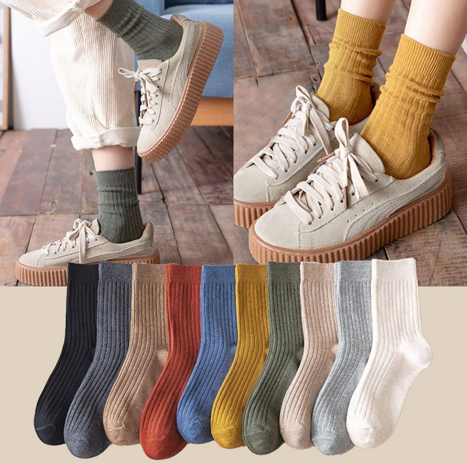 데일리골지양말 10켤레 1묶음 간절기 겨울양말 여성양말 패션양말 데일리양말 무지양말