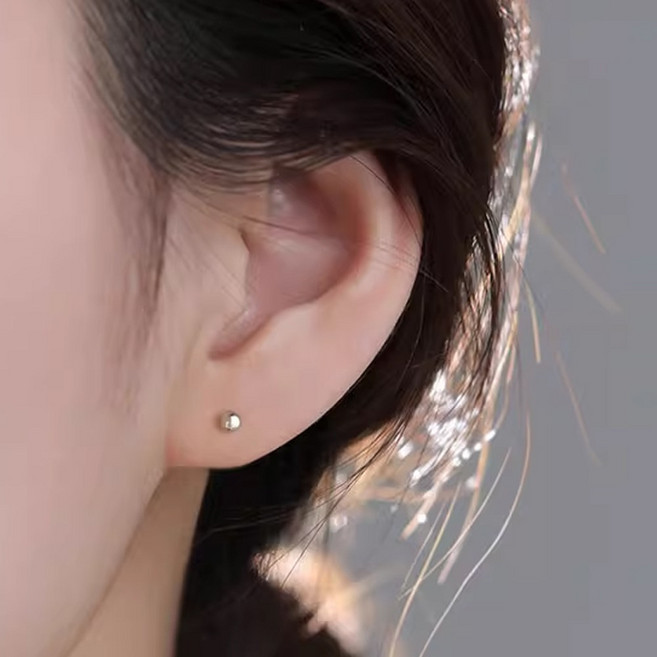 1+1 순은 999 실버 3mm 미니 귀걸이 민감성 알러지 방지 데일리 귀뚫기 후 착용
