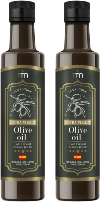 로얄트리 스페인 최상급 피쿠알품종 올리브오일 엑스트라버진 냉압착, 2개, 250ml