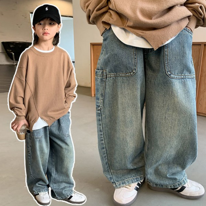 [더사랑이] 포켓로키와이드청바지 키즈 유아 아동복 와이드청바지