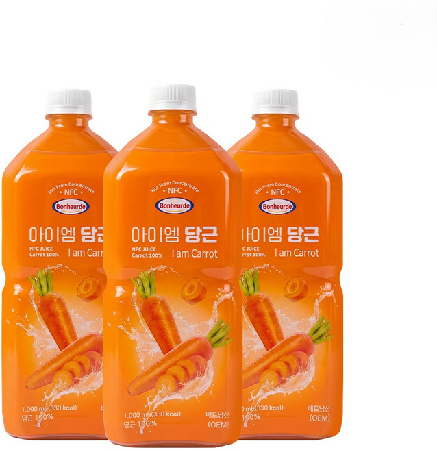 5위 - 100% NFC 착즙 보넬드 아이엠 당근 주스 즙, 1L, 3개
